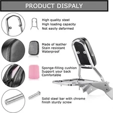 Backrest Sissy Bar Luggage Rack for 1996-2011 V-Star 400 650 Custom Models 