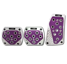 3 Pcs Purple Chrome Manual Car/Suv Brake Gas Foot Pedal Pads Covers Non Slip