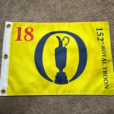 152ND BRITISH THE OPEN ROYAL TROON PIN FLAG WITH GROMMETS FREE SHIP AUTOGRAPHS
