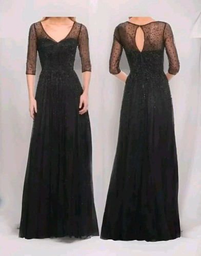 La Femme Black Gown Sequin Rhinestone Floor Length Dress Bling Sz 16 Fit 14 NWT - 第 1/24 張圖片