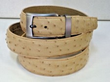 MENS GENUINE AUTHENTIC ORYX TAN OSTRICH BELT