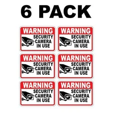 6x Security Video Surveillance Burgler Sticker Decal Warning Sign Camera in Use