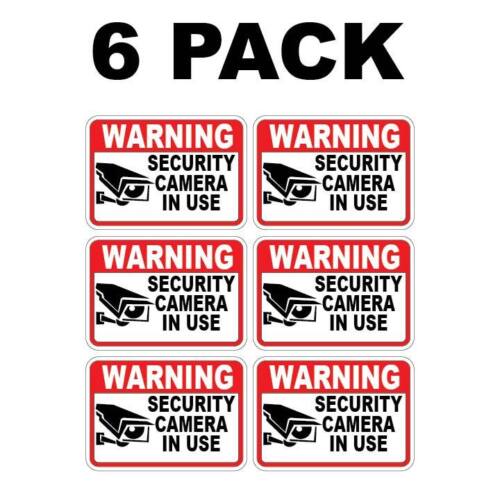 6pk Security Video Surveillance Burgler Sticker Decal Warning Sign Camera in Use - Afbeelding 1 van 7