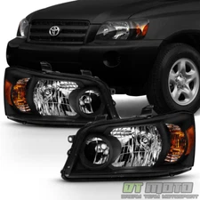 For [Black Housing] 2001-2006 Toyota Highlander Halogen Headlights Left+Right
