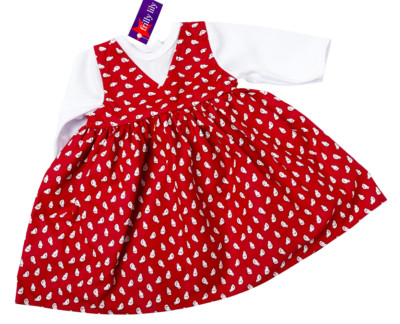 RED CHICK PINAFORE STYLE DRESS FOR SMALL MY LITTLE