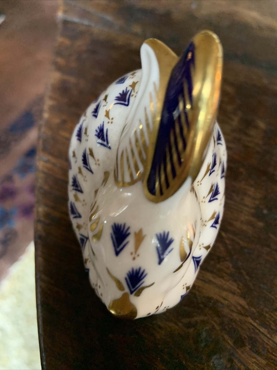 Royal Crown Derby Bone China Cobalt Gold Gilt Bunny Rabbit Desk