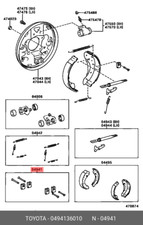 Genuine OE spring kit, rear brake shoe hold down, 0494136010 for TOYOTA 04941-36