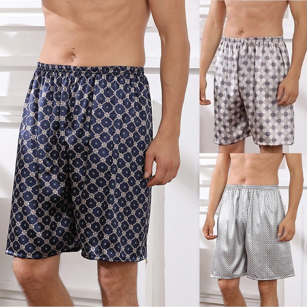 Stylish Satin Silk Casual Sleepwear Shorts for Men Soft Nightwear Loungewear