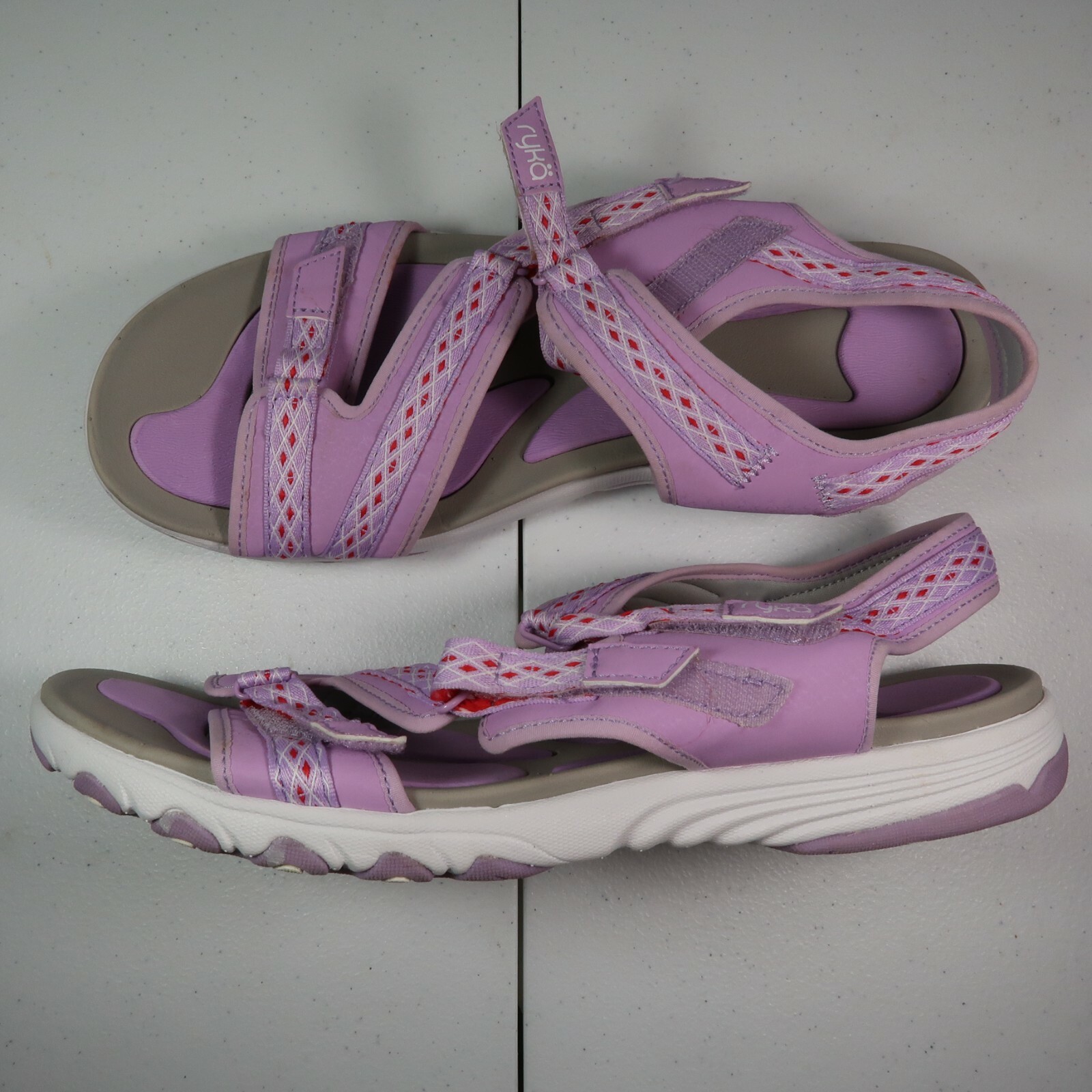 Ryka Ginger Sandals Womens US 12M UK 10 Strap Hook And Loop Purple Gray |  eBay