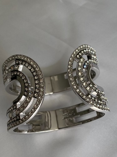 Karl Lagerfeld Drama Concentric Hinge Cuff Bangle with Crystal from Swarovski - Picture 7 of 15