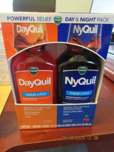 Vicks DayQuil and NyQuil Cherry 2 x 12 oz bottles Exp 5/31/2025