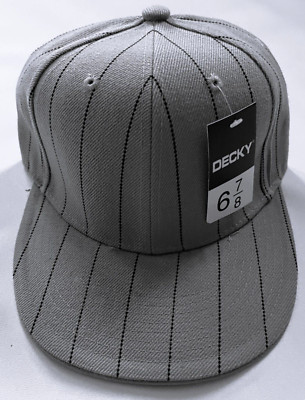 DECKY Fitted Baseball Cap Gray Pin Stripe Mens Size: 6  7/8  *NEW*
