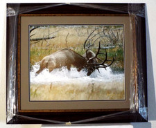 JAMES JONES , RIVER BATTLE,  ELK  ,  FRAMED