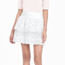 Banana Republic White Ruffle Eyelet Skirt Size 0 Retail: 118