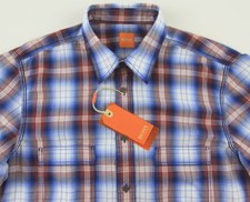 Men's HUGO BOSS ORANGE White Red Blue Plaid Shirt S Small NWT NEW 145 CalifoE