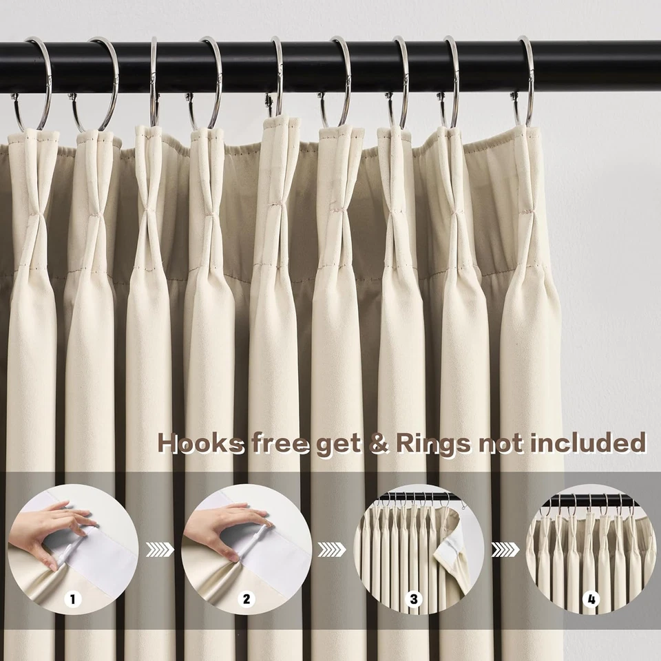 Cortinas opacas plisadas 95 pulgadas de largo - cortinas plisadas de memoria sólida rojo claro Foto 2 de 4