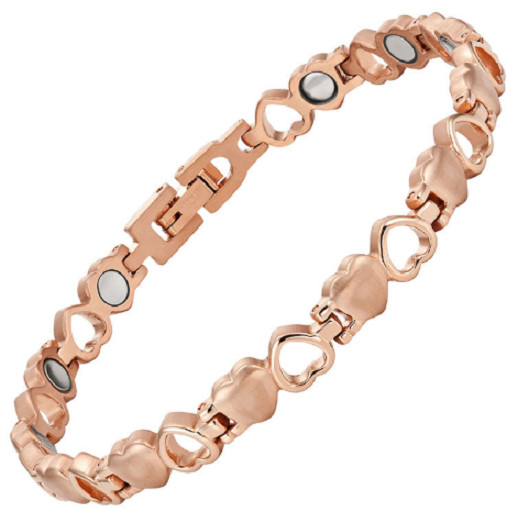 Bracelet magnétique cœurs de cuivre pur 15mm pour équilibre naturel