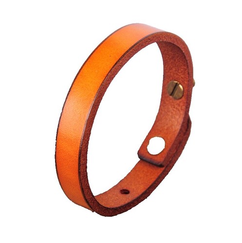 Bracelet Large Rétro Argenté Avec Cabochon Orange – Vintage, état Impeccable