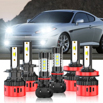 For Hyundai Tiburon 2007 2008 6X LED Faros Altos Bajos + Bombillas antiniebla