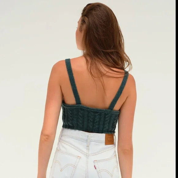Free People Sunkeeper Wool Blend Cami Top, Green, Small, RRP $68 image 3