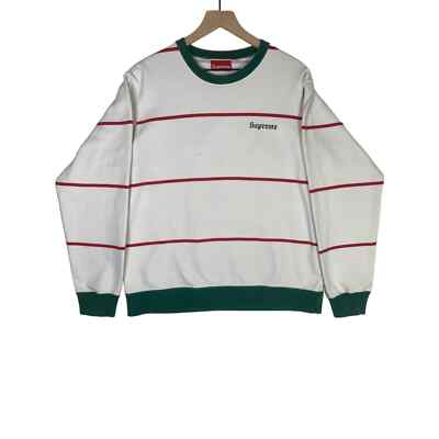Supreme Old English Crewneck Sweater Striped White Red Green 