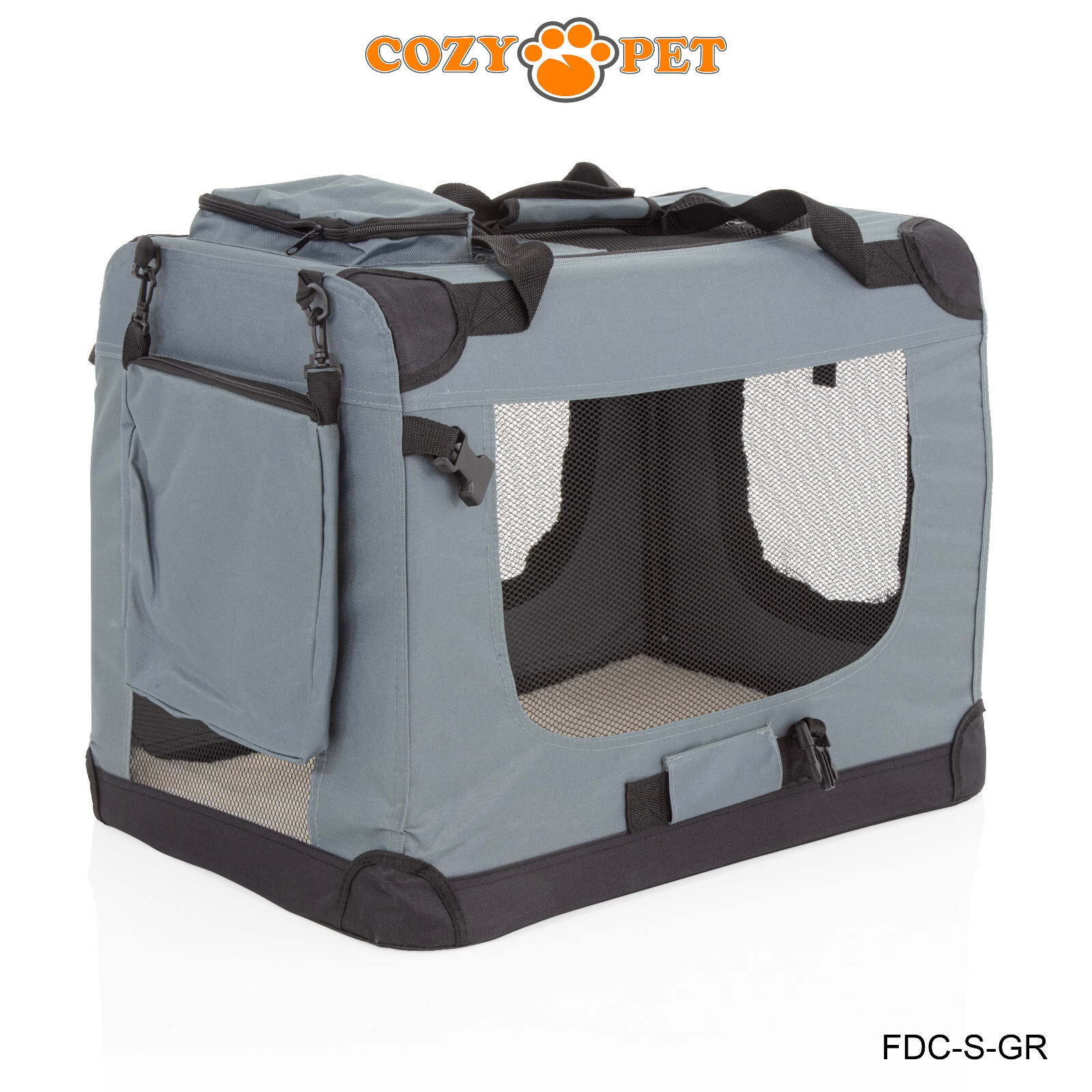 Fabric Dog Crate 60cm Grey by Cozy Pet Puppy Carrier Cat Travel Cage