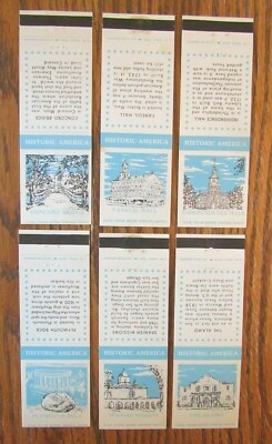 HISTORIC AMERICA COMPLETE SET OF 6 DIAMOND MATCH MATCHBOOK COVERS -E20
