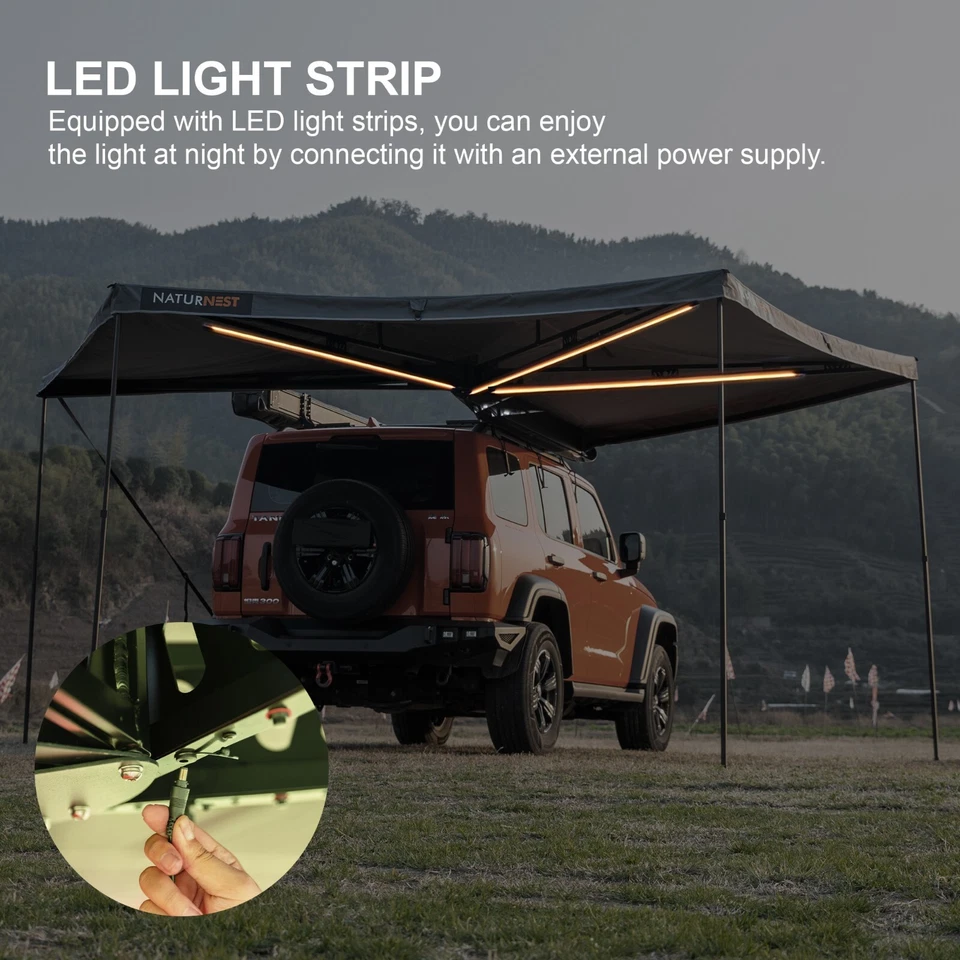 Toldo lateral de carro Naturnest 270 veículo guarda-sol acampamento passageiro lateral para SUV Jeep - Imagem 4 de 4