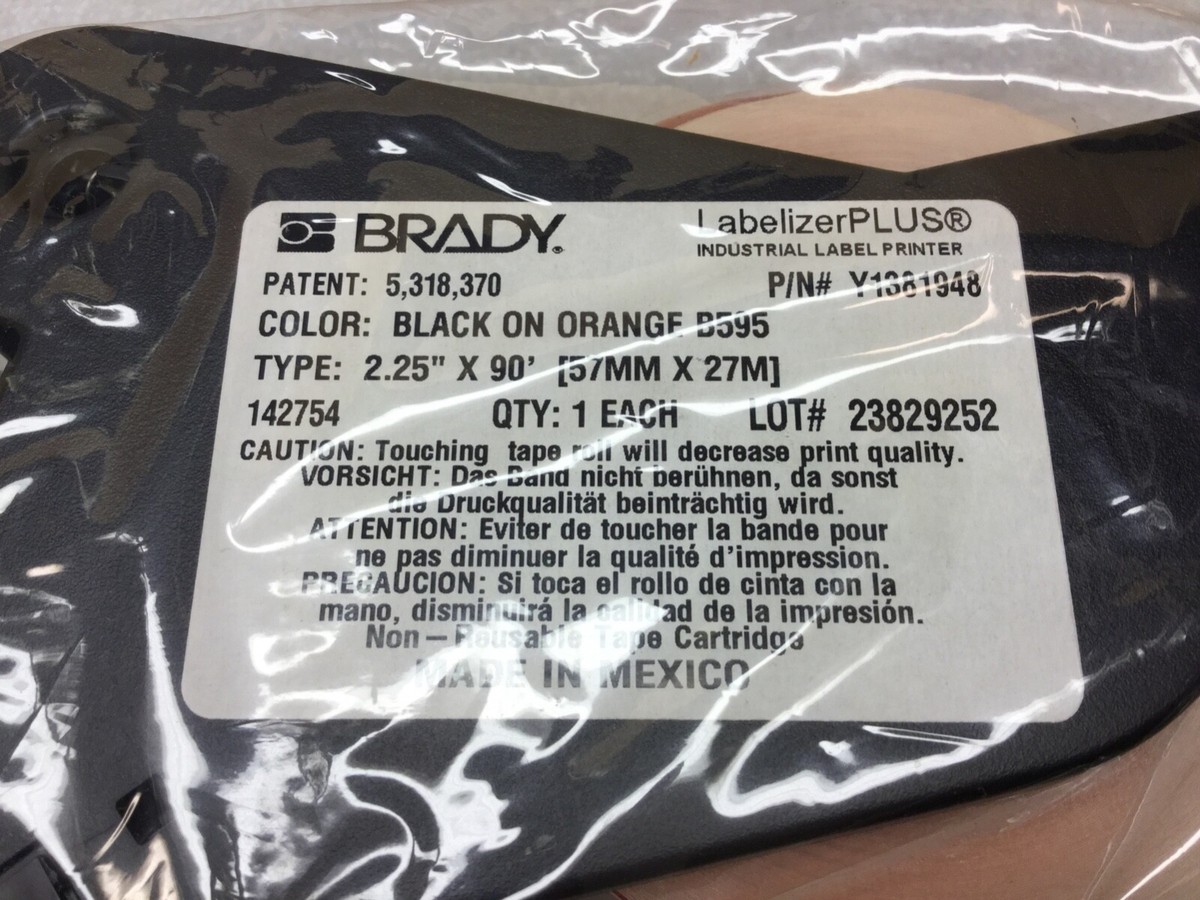 BRADY 142754 LABELIZER BLACK ON ORANGE VINYL LABEL 2.25 BRADY 142754 LABELIZER BLACK ON ORANGE VINYL LABEL 2.25