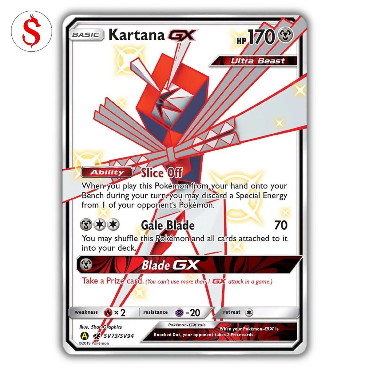 CGC 7.5 Pokemon Shiny Kartana GX SV73/SV94 Hidden Fates Full Art Ultra Rare