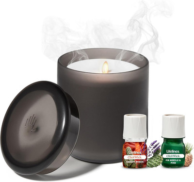 Lifelines Flameless Candle Aromatherapy Essential Oil Diffuser with 2 Clickwick