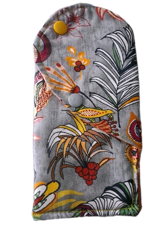 Eyeglass/Sun Shades Cotton Handmade USA, With Snaps Tropical bird Theme