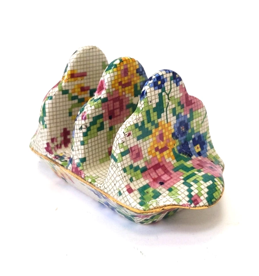50's Vintage Royal Winton Grimwade 'Queen Anne' Floral Chintz 2 Slice Toast Rack - Image 3 of 4