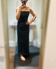 Strapless Maxi Dress S Dark Grey Formal Wedding Evening Gown  Size S New without