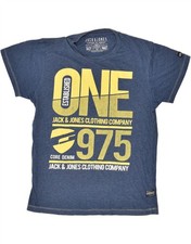 JACK & JONES Mens Graphic T-Shirt Top Large Navy Blue Cotton AU11