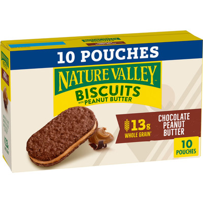 Nature Valley Biscuit Sandwiches, Chocolate Peanut Butter, Snack Bars, 10 Bars