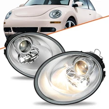 BRYGHT Chrome Projector Headlights Set For 2006-2010 Volkswagen Beetle w/Halogen