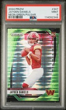 2024 Panini Prizm Jayden Daniels #347 Neon Green Pulsar PSA 9