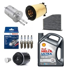 5L SHELL AG + ALL FILTERS & PLUGS FULL SERVICE KIT FOR VW GOLF MK6 1.4 TSI 08-14