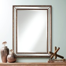 Palais Round Vanity Wall Mirror Rustic Beveled Bronze Beaded Frame 30" Wide Home