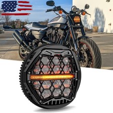 Faro LED de panal de 5,75 pulgadas alto/bajo DRL para Harley Dyna Street Bob Sportster