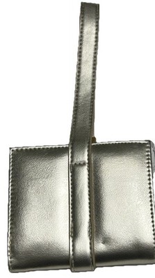 Time & Tru Poppy Wristlet Wallet Metallic Gold Silver Finish Slide Lock NWT