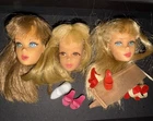 Mattel Barbie vintage mod HEADs and accessories as is tlc?