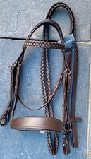 Hunter Comfort Show Bridle with Plaited Reins & Browband - 1 3/4” Wide Padded No