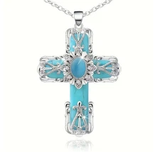 Cathedral Crucifix Made Of Turquoise Magnesite and Blue Cat's Eye