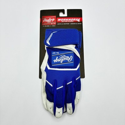 Rawlings Men Workhorse Baseball Softball Blue White Adult Size S Batting Gloves