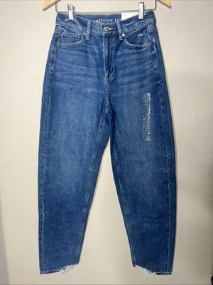 NWT American Eagle Sz 0 25W Relaxed Mom Jeans High Rise Reg Jeans