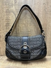 Coach F10925 Vintage black soho Y2K signature C canvas leather shoulder bag
