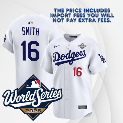 Men's Dodgers #16 Will Smith White 2025 World Series Jersey All Stitched