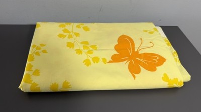 Vintage Springmaid Mariposa Butterfly Yellow Orange Full Sheet Flat Retro 81x104